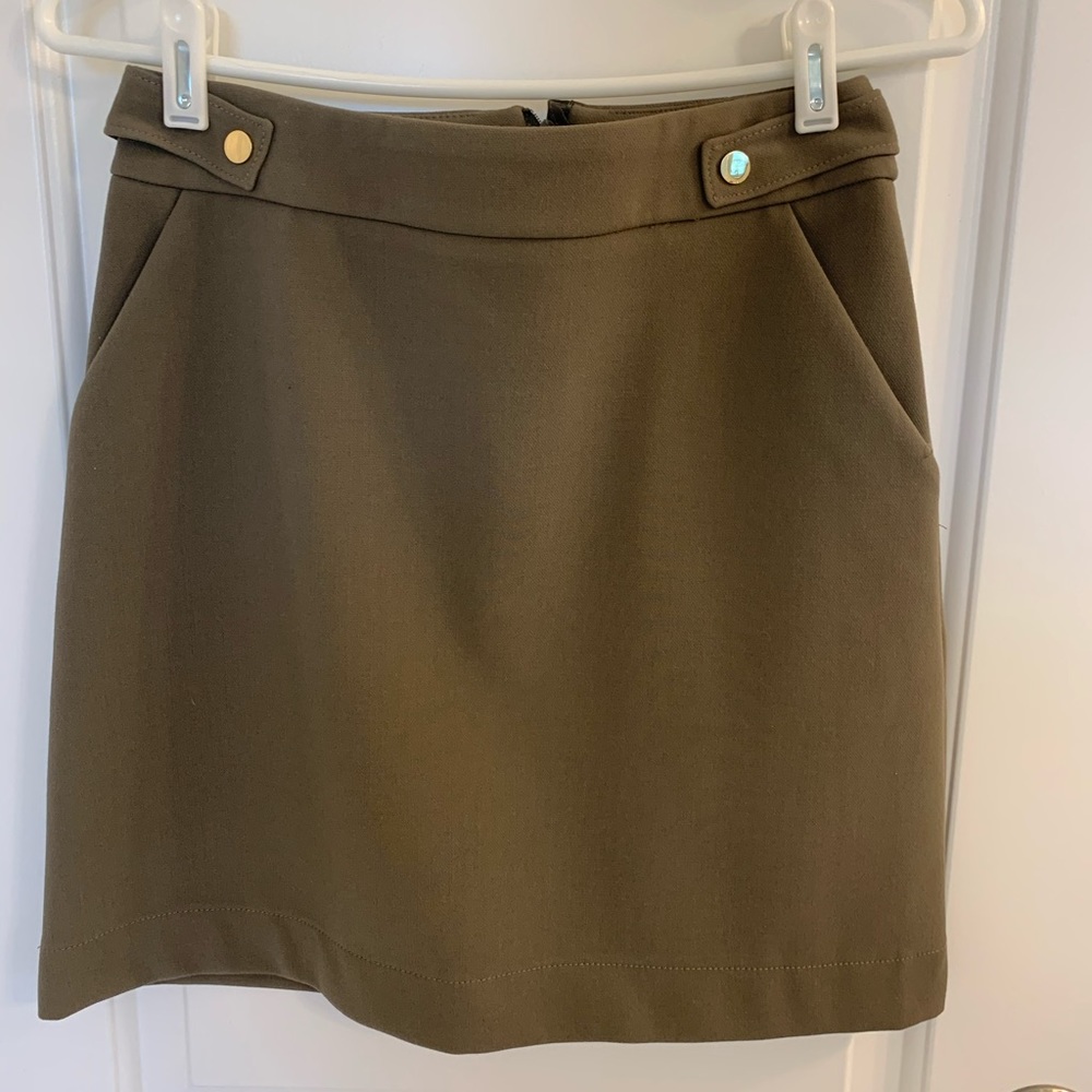 Olive green with gold buttons skirt